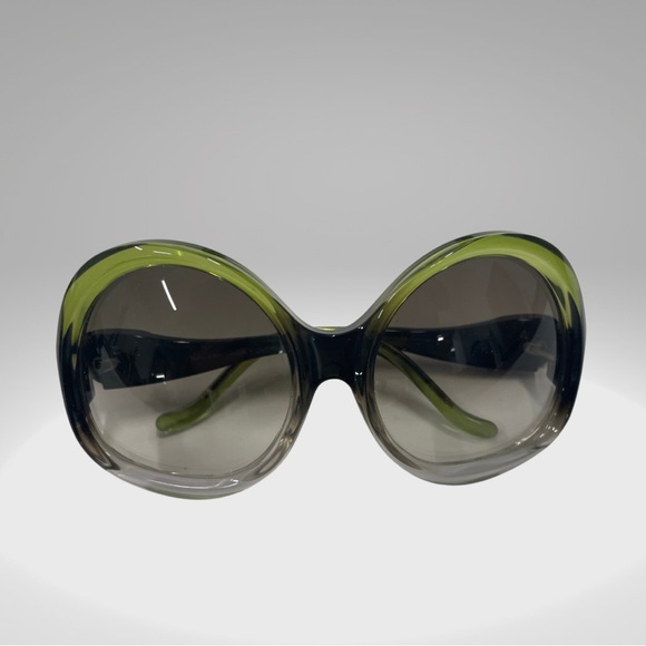 Balenciaga Oversized Black & Green Retro Sunglasses - Picture 1 of 5